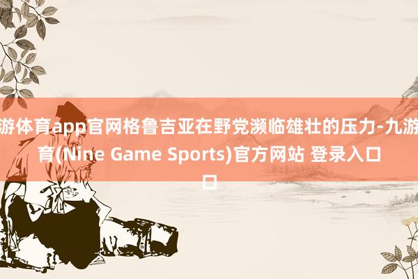 九游体育app官网格鲁吉亚在野党濒临雄壮的压力-九游体育(Nine Game Sports)官方网站 登录入口